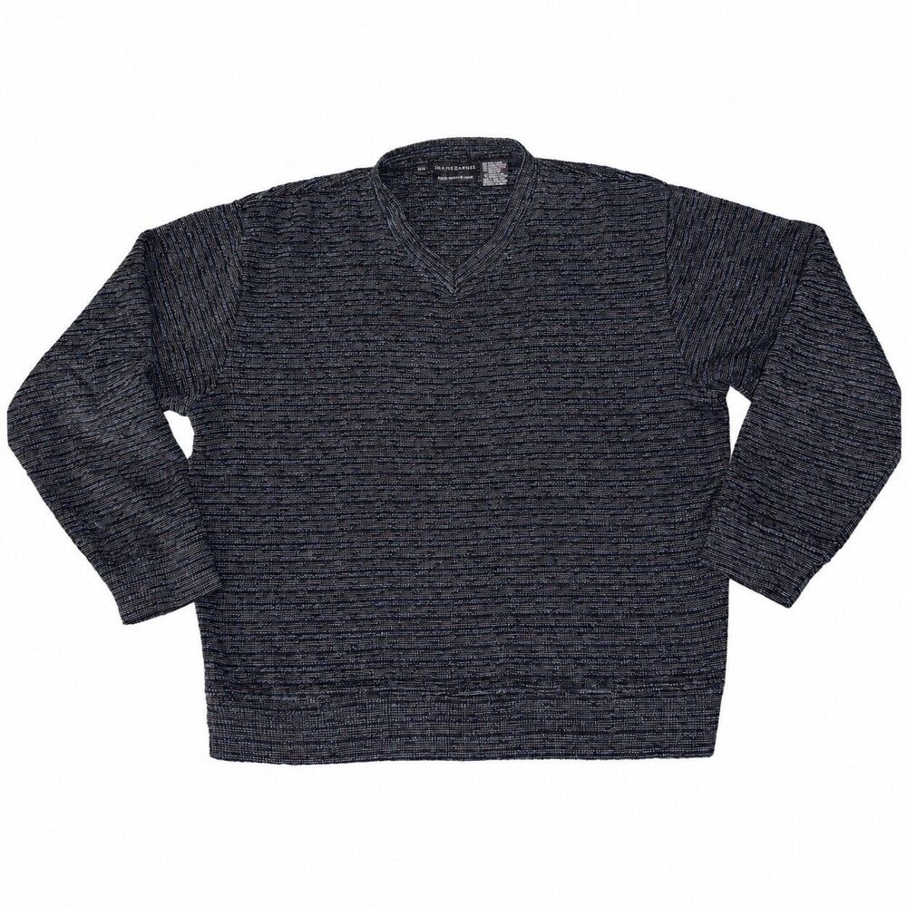 Vintage Jhane Barnes Mens M Wool Blend Textured V-Neck Sweater Blue Gray - Picture 3 of 6